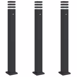 Lampadaire dextérieur - Non spécifié - 3 pcs - Aluminium noir - Capteur de mouvement PIR - IP44