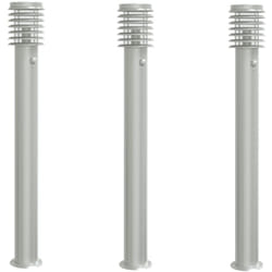 Lampadaires d'extérieur avec capteurs 3 pcs acier inoxydable Argent