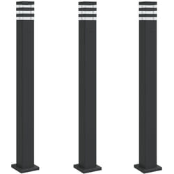 Lampadaires d'extérieur avec sortie 3 pcs 110 cm aluminium noir