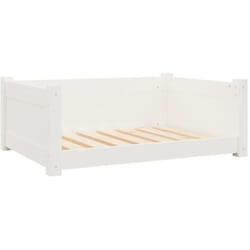 Helloshop26 - Lit pour chien panier canapé confortable 75,5 x 55,5 x 28 cm bois de pin solide blanc
