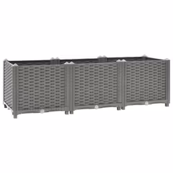 Jardinière - Polypropylène - 120 x 40 x 38 cm - Gris - Design élégant - Stable et durable