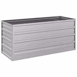 Jardinière - Argent - 100 x 40 x 45 cm - Acier galvanisé - Rectangulaire - Résistante aux intempéries
