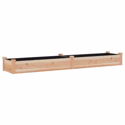 Jardinière bac lit surélevé - Bois massif - 240 x 45 x 25 cm - Doublure tissu non tissé - Marron
