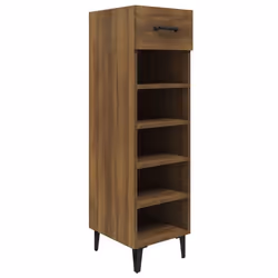 Meuble à chaussures - Marron - 30 x 35 x 105 cm - Bois dingénierie - 1 tiroir - Pieds en métal