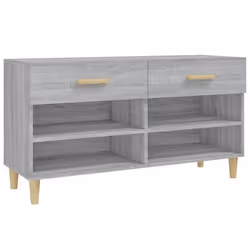 Meuble à chaussures - SONOMA - 102x35x55 cm - Bois dingénierie - 2 tiroirs - Gris