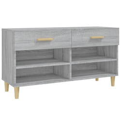 Meuble à chaussures - SONOMA - 102x35x55 cm - Bois dingénierie - 2 tiroirs - Gris