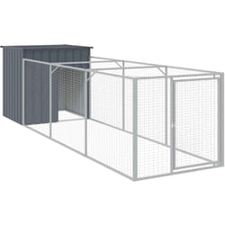 Helloshop26 - Niche pour chien avec cour 110 x 405 x 110 cm anthracite