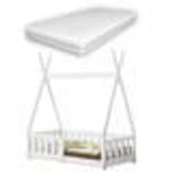 Lit denfant - Noname - Cabane - Matelas mousse froide 70x140 cm - Barrière de protection - Bois massif