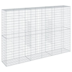 Panier gabion clôture cage mur de soutenement avec couvercle 300 x 50 x 200 cm fer galvanise Argent
