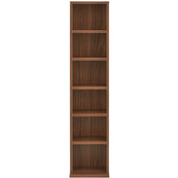 Tagère cd tour cd / dvd Rangement stockage 6 surfaces de stockage 90 x 20 x 20 cm mdf mélaminé effet noyer