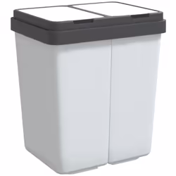 Cette poubelle double avec deux compartiments de séparation est idéale pour le tri des déchets et le recyclage hygiénique. Ma ...