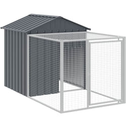 Helloshop26 - Poulailler enclos cage poules avec cour 117 x 201 x 123 cm acier galvanisé anthracite