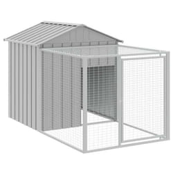 Poulailler avec cour - Non spécifié - 117 x 201 x 123 cm - Acier galvanisé - Gris clair - Pour 6 poules