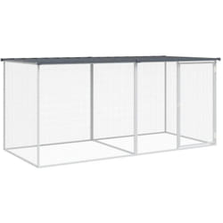 Helloshop26 - Poulailler enclos cage poules avec toit 203 x 98 x 90 cm acier galvanisé anthracite