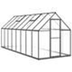 Serre de jardin - Anthracite - Aluminium - 445 x 169 x 195 cm - Panneaux en polycarbonate - Ventilation réglable