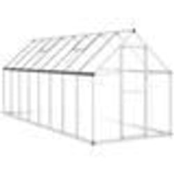 Serre tente abri plante fleur legumes avec cadre de base argente 445 x 169 x 195 cm aluminium Argent