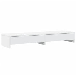 Helloshop26 - Support de moniteur table meuble bureau avec tiroirs bois d'ingénierie blanc