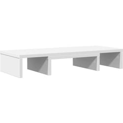 Helloshop26 - Support de moniteur table meuble bureau réglable bois d'ingénierie blanc