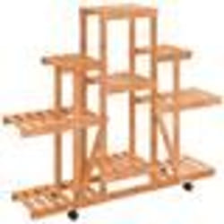 Support à fleurs - Non spécifié - 110 x 25 x 101 cm - Bois massif de sapin - Marron - Avec roues