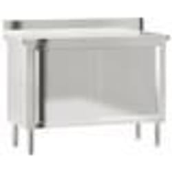 Table de travail de cuisine - Inox - 110x50x90 cm - 2 portes coulissantes - Pieds réglables - Hygiénique