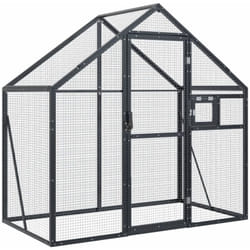 Helloshop26 - Volière cage à oiseaux 179 x 100 x 185 cm aluminium anthracite