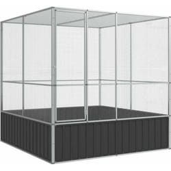 Volière cage à oiseaux argenté 211 x 207 x 212 cm acier Argent