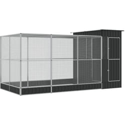 Helloshop26 - Volière cage à oiseaux avec extension argenté 416 x 203 x 216 cm acier Argent
