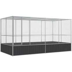 Volière cage à oiseaux avec extension argenté 418 x 207 x 212 cm acier Argent