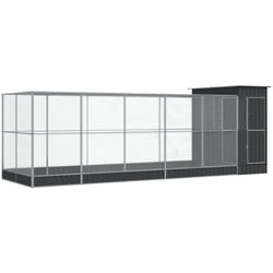 Helloshop26 - Volière cage à oiseaux avec extension argenté 623 x 203 x 216 cm acier Argent