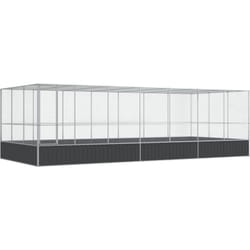 Volière cage à oiseaux avec extension argenté 725 x 307 x 212 cm acier Argent