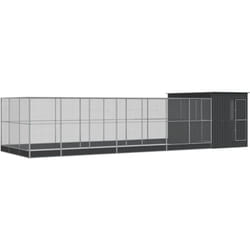 Volière cage à oiseaux avec extension argenté 911 x 303 x 216 cm acier Argent