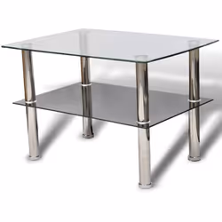 Cette table basse est conçu avec le verre trempé et les pieds en acier inoxydable. Matériel: verre trempé Couleur: transparen ...