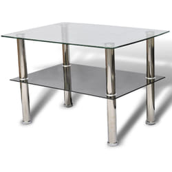 Helloshop26 - Table basse de salon design verre noir blanc 2 plateaux 65 x 45 cm