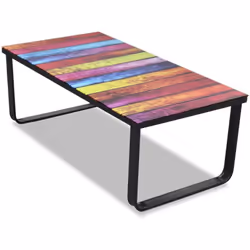 Cette table basse rectangulaire avec l'impression d‘arc-en-ciel sur le dessus a un look moderne et élégant, et viendra complé ...