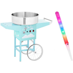 Helloshop26 - Kit machine barbe à papa avec chariot et bâtonnets lumineux - 52 cm - 1 200 w - turquoise
