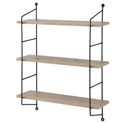 etagere murale avec 3 tablettes avec cadre d acier avec 48 x 15 cm aspect en bois