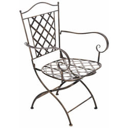 Décoshop26 - Chaise de jardin en fer forgé bronze vieilli avec accoudoir MDJ10071