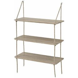 Étagère murale avec 3 tablettes avec fixation de corde 60 cm aspect en bois