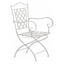 Chaise de jardin en fer forgé blanc vieilli avec accoudoir MDJ10073