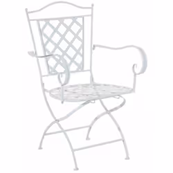 Chaise de jardin en fer forgé avec accoudoir couleur blanc style vintage. Dimensions: Hauteur totale: 93 cm Largeur totale: 5 ...
