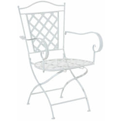 Décoshop26 - Chaise de jardin en fer forgé blanc avec accoudoir MDJ10074