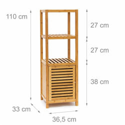 Tagère pour salle de bain cuisine armoire bambou 4 étages Plateaux Meuble rangement serviette 110 cm