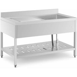 Vier professionnel inox plonge professionnelle sur pied (dimensions : 140 x 70 cm, bac : 510x520x245 mm, acier inoxydable)