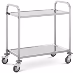 Un chariot de service avec deux plateaux à la fois compacte et mobile Ce chariot de service en acier de qualité supporte une  ...
