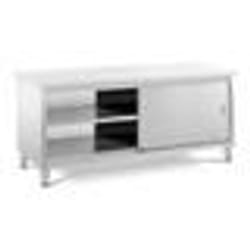 Meuble bas en acier inoxydable plan de travail cuisine armoire avec portes coulissantes (capacite de 600 kg acier inoxy