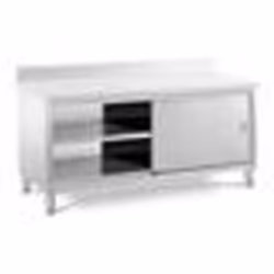 Meuble bas en acier inoxydable plan de travail cuisine armoire avec portes coulissantes avec dosseret 180 x 70 cm capaci