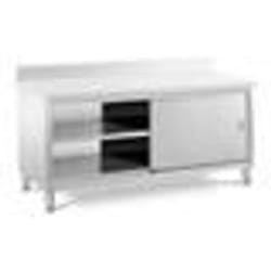 Meuble bas en acier inoxydable plan de travail cuisine armoire avec portes coulissantes avec dosseret 180 x 70 cm capaci