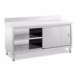 Meuble bas en acier inoxydable plan de travail cuisine armoire avec portes coulissantes avec dosseret 180 x 60 cm capaci