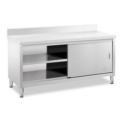 Meuble bas en acier inoxydable plan de travail cuisine armoire avec portes coulissantes avec dosseret 180 x 60 cm capaci
