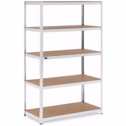 L'étagère pour charges lourdes à 5 tablettes : un meuble de rangement robuste et moderne ! Vous entreposez des objets lourds  ...